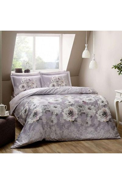 Taç Double satin bed linen 6 pieces, TaçDELUX Digital Giana Lila