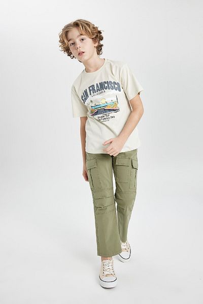 DeFacto Boy's Crew Neck Printed Short Sleeve T-Shirt C1919A824SM