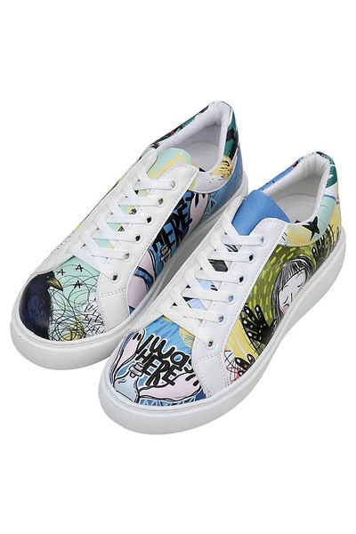 Dogo Women's Vegan Leather Multicolor Sneakers - I Was Here Design