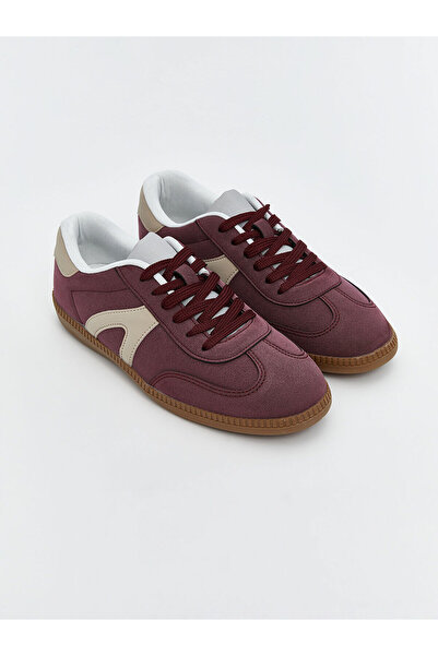 LC Waikiki Burgundy Lace-Up Women's Sneakers