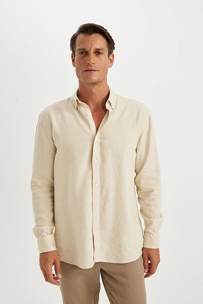 DeFacto Βαμβακερό μακρυμάνικο πουκάμισο Relax Fit Polo C1106AX24SM