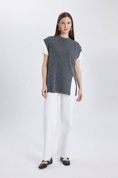 DeFacto Regular Fit Crew Neck Basic Plain Knitwear Svetr B9829Ax24Sp