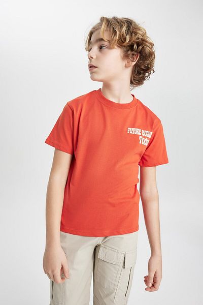DeFacto Boy's Crew Neck Printed Short Sleeve T-Shirt C1963a824sm