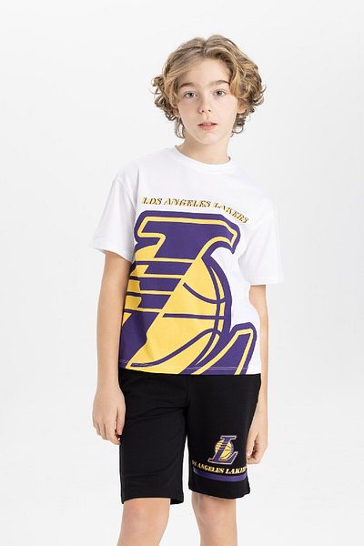 DeFacto Boy's Nba Los Angeles Lakers Oversize Wide Fit Crew Neck Short Sleeve T-Shirt C0388A824Sm