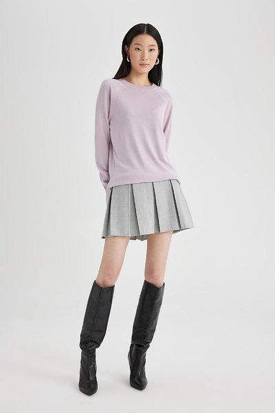 DeFacto Pulover din tricot cu mâneci raglan cu textura moale cu decolteu - I6913az24wn