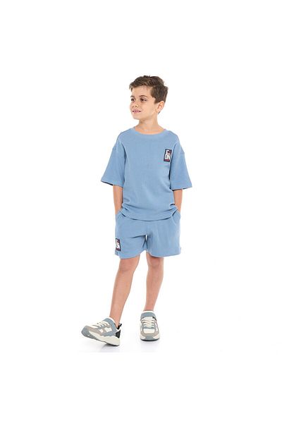 Victor and Jane Boys' Cord Set – Light Blue  T-Shirt and Shorts Set