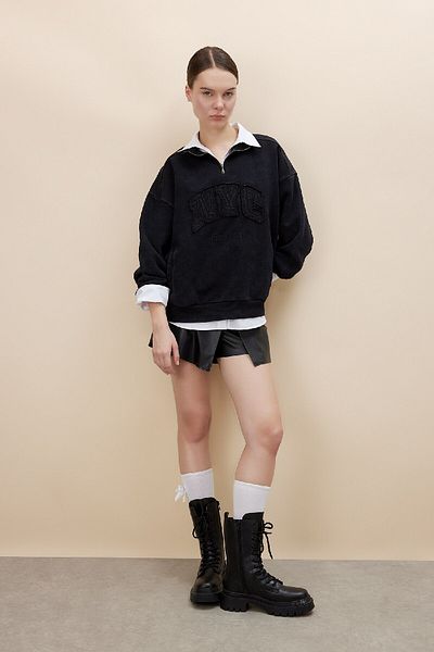 DeFacto Dickes und gewaschenes bedrucktes Oversize-Sweatshirt – C2014ax24sp