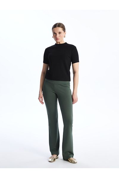 LC Waikiki Elastic Waist Straight Wide Leg Women's Leggings Trousers