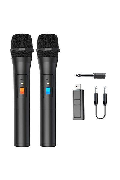 FlashHawk 2 Pack Wireless Microphone,Universal Handheld Karaoke Mic Speaker, Over 110 DB Outdoor Indoo