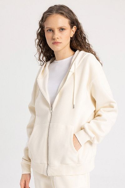 DeFacto Relax Fit Kapuzentasche Basic Plain Zip Sweatshirt C1809ax23wn