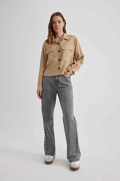 DeFacto Μακρυμάνικο πουκάμισο Crop Twill C0382ax24sp