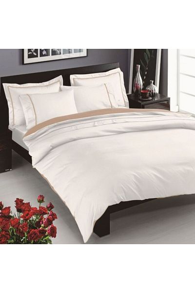 Taç Luxury satin double bed linen, TaçElegance, Prestige Ekru