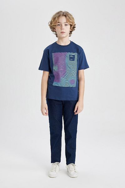 DeFacto Boy's Crew Neck Printed Short Sleeve T-Shirt C1917A824SM