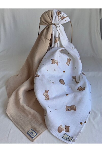 Bulut Sezen Oort Baby Çok Amaçlı Müslin Hayvan Figürlü ve Bej Örtü 80x80 Cm  ...
