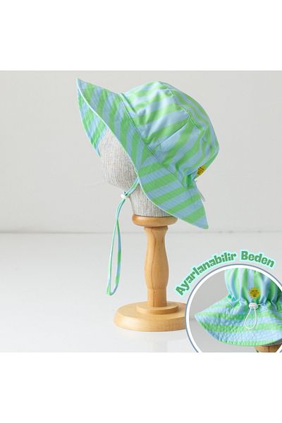 Mama Yoyo Baby&Kids Шапка с UV защита - на райета, подходяща за деца до 7 години