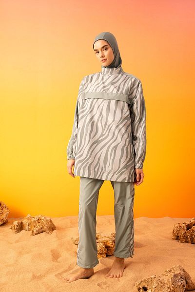 DeFacto Gemusterter 3-teiliger Burkini-Moslem-Badeanzug B5225ax24sm