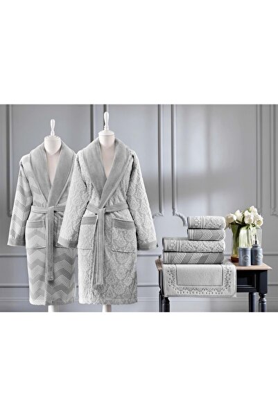 Özdilek Özdilek Βαμβακερό 7 τμχ Οικογενειακό Σετ Μπουρνούζι-Tappeto Anthracite Grey