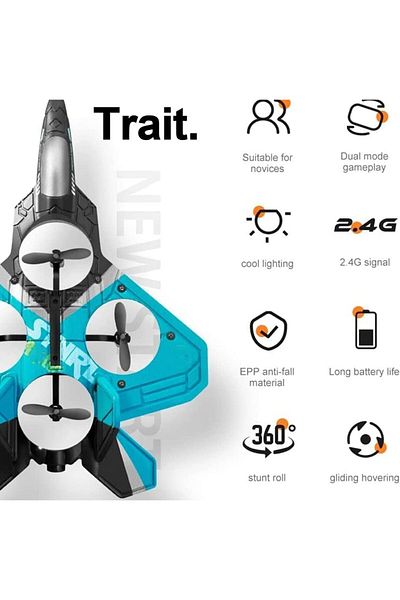 Generic طائرة V17 Jet Fighter Stunt RC، طائرة تحكم عن بعد بتردد 2.4 جيجاهرتز مع جهاز تحكم عن بعد للدوران بزاوية 360 درجة وإضاءة