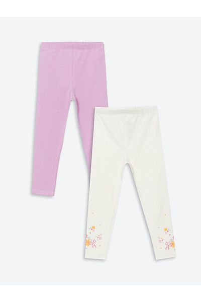 LC Waikiki Floral Girl's Leggings with Elastic Waist, 2-Piece