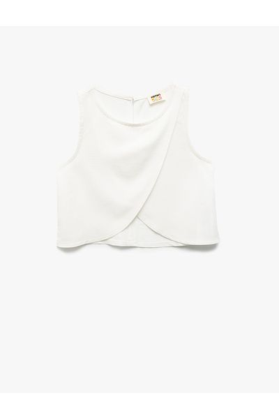 Koton Αμάνικη ασύμμετρη μπλούζα βισκόζης New Season Crew Neck