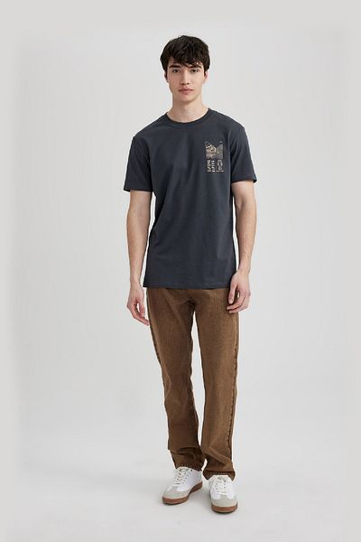 DeFacto Slim Fit Slim Fit Crew Neck Printed Short Sleeve Cotton T-Shirt C2131Ax24Sm