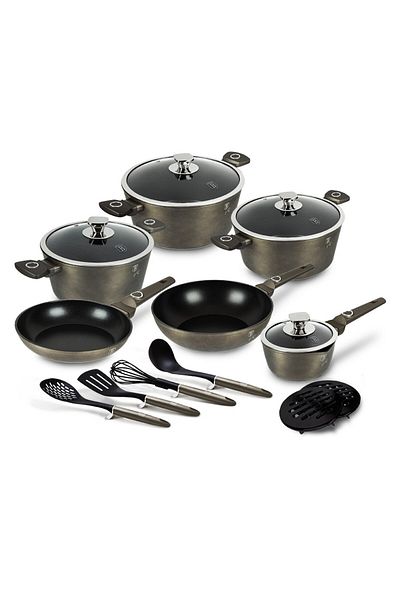 Berlinger Crystal Collection 15-piece titanium surface dinnerware set