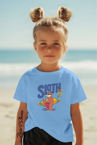 New Shine 1 tricou este un cadou pentru achiziții de 6 și mai sus în coș - Tricou pentru copii oversize cu imprimeu Sloth