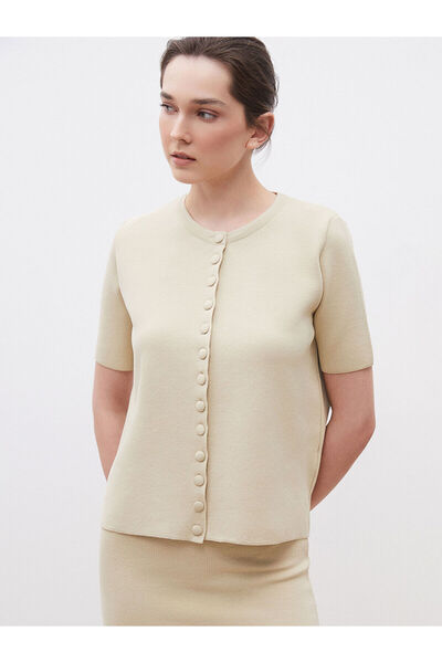 LC Waikiki Damen-Strickjacke mit Rundhalsausschnitt