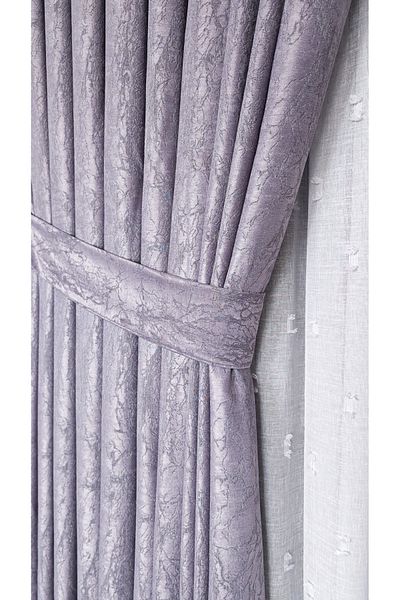 Yuka Lilac Panel Background Curtain - Satin Textured Marble Pattern, 1/3 Dense Pleated