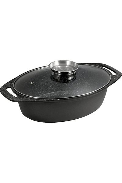 Carl Schmidt Sohn Tava de copt cu suprafata de marmura si capac de condiment Marburg 32cm
