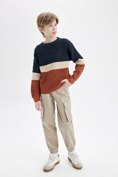DeFacto Boy's Crew Neck Colorblock kötöttáru pulóver C3137a824wn