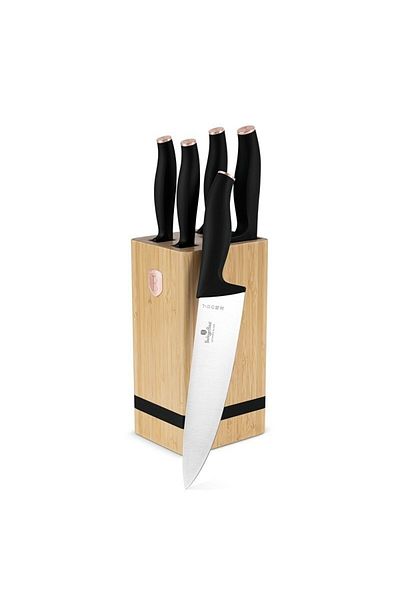 Alpina Knife set with BAMBOO stand 6 pcs Black Rose Collection