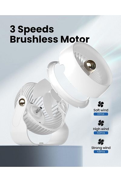 COOYA Desk Fan, 6 Inch Quiet Air Circulator Fan, 4 Speeds with Strong Airflow, 270° Rotate Portable Fan