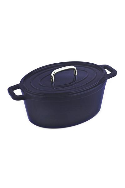 Carl Schmidt Sohn Tava de copt cu capac fonta ovala cu suprafata emailata ALPEN 31 x 23 cm albastru