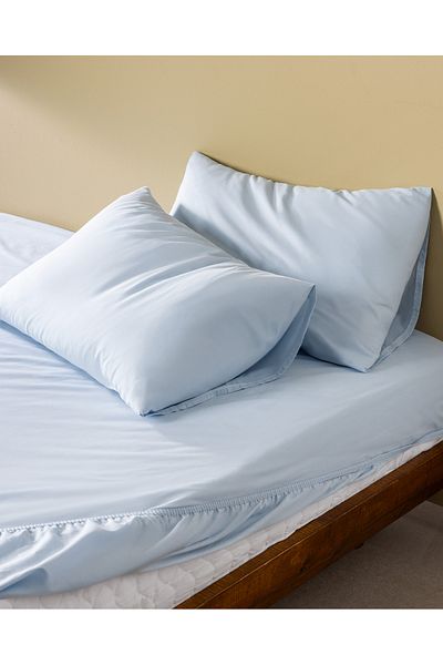 Madame Coco Manon Double 100% Cotton Ranforce Fitted Sheet Set - Light Blue