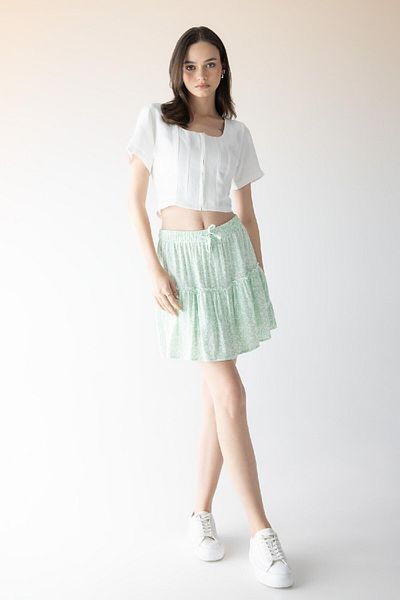DeFacto Viscose Crinkle Mini Shorts Skirt Floral - C0962ax24sm