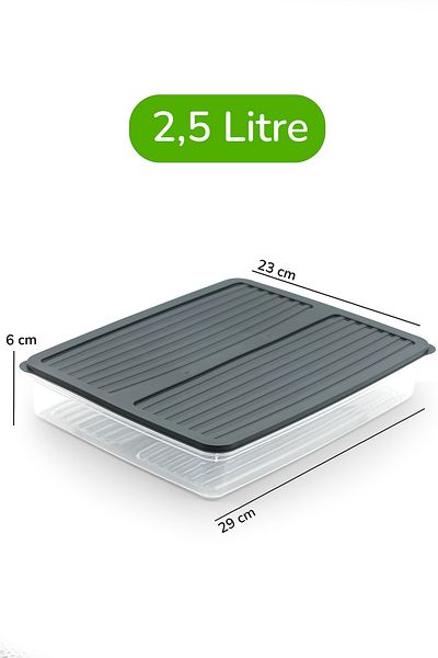 Ayshe Home Concept 9-Piece Storage Container, Microwave Compatible Food Storage Container White-Anthracite 3 X 2500 ml - 6 X 1000 ml