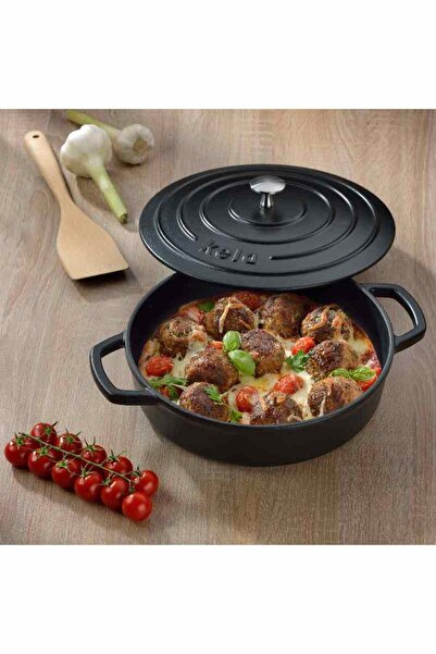 KELA Keck Lang Cast iron baking tray with lid CALIDO 28 cm black