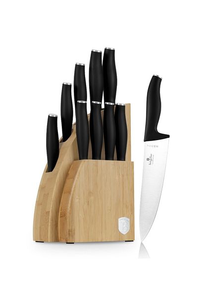 Alpina Knife set with holder BAMBOO 10 pcs Matte Black Collection
