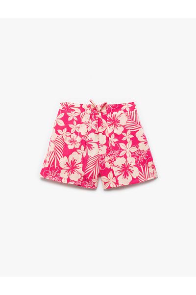 Koton New Season Floral Patterned Relaxed Cut Cotton Shorts