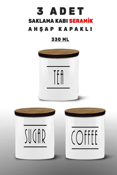 Bytwo 3Pcs Set - Storage Container - Spice Rack Set - Tea, Sugar, Coffee