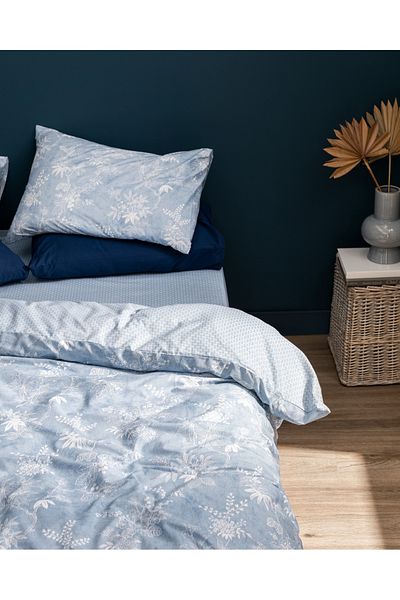 Madame Coco Set cuvertură de pilota Jannie King Size 100% bumbac cu imprimeu Ranforce - Albastru