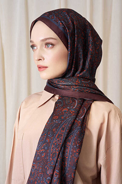 Madame Polo Historical Veloria Desen Şal - Kızıl Kahve