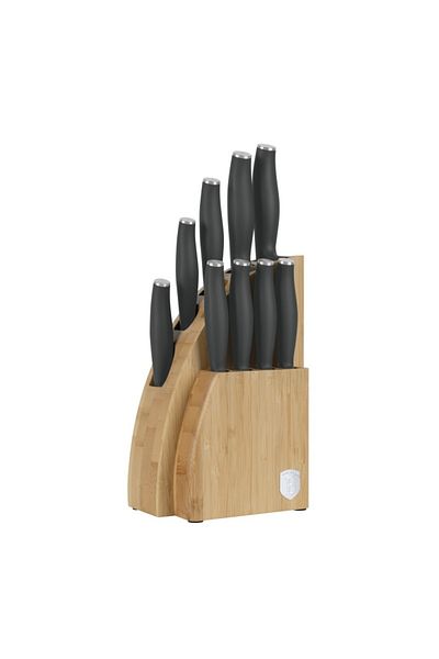 Alpina Knife set with holder BAMBOO 10 pcs Anthracite Collection