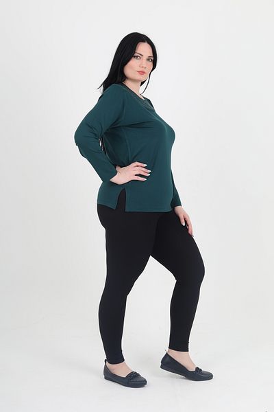 GNR Large Size Lycra U-Neck Pearl Embroidered Blouse