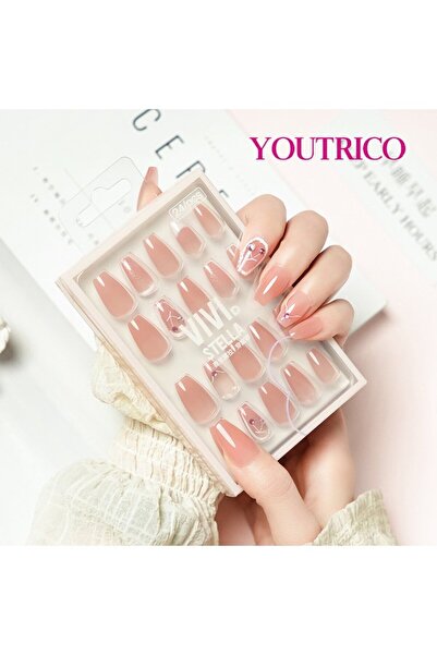 Youtrico 24 أظافر صناعية قابلة للضغط، بسيطة وجميلة، بنكهة الكرز الفاكهي، قابل...