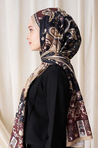 Madame Polo Σάλι Historical Hesperian Pattern - Oil Green