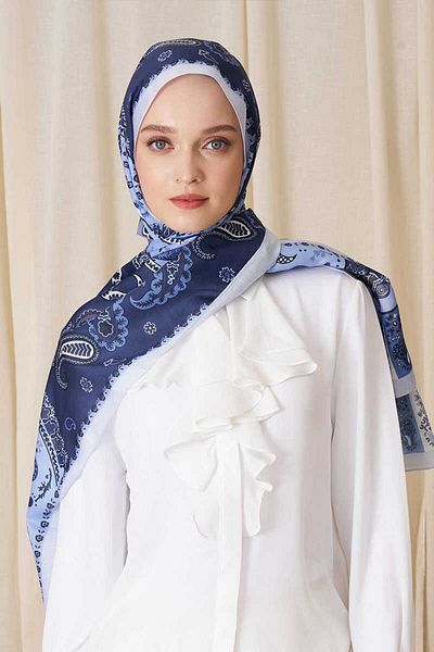 Madame Polo Σάλι ιστορικού εσπεριανού μοτίβου Navy Blue