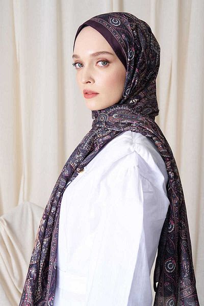 Madame Polo Μωβ σάλι Livia Motif