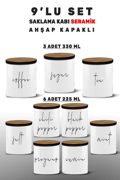 Bytwo 9-Piece Spice Set - Full Set 6 Small 3 Large Size 9Mdl5